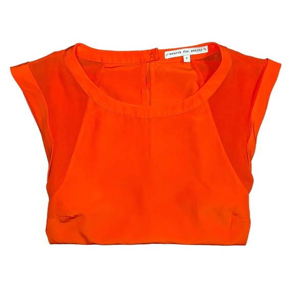 Search for Sanity Sleeveless Tank Top Neon Orange Colorful Mesh Cutout Small - Picture 5 of 5